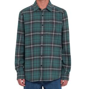Volcom Caden Plaid sea green button dow shirt Size XL